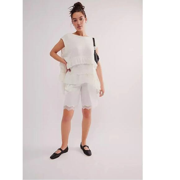 Free People White Claire Tee Size Medium - Picture 1 of 9